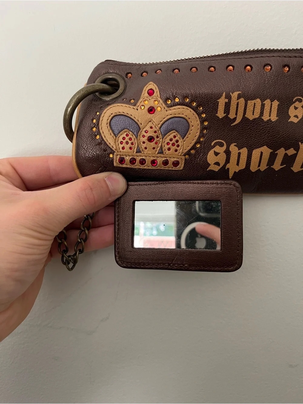 Y2K Isabella Fiore “Thou Shalt Sparkle” Crown Leather Bag & Wristlet